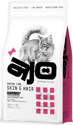Сухой корм для кошек AJO Skin & Hair Здоровая кожа и красивая шерсть - фото