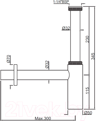 Сифон Jaquar ALD-GMP-769L300X190