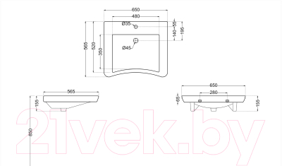 Умывальник Jaquar DIS-WHT-93801