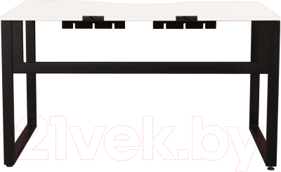 Письменный стол Millwood Каир 1 с вырезом 130x85x75 (белый/металл черный) - фото