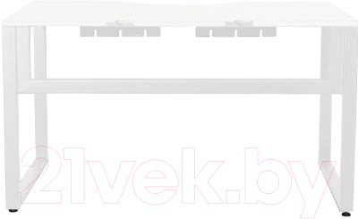 Письменный стол Millwood Каир 1 с вырезом 130x85x75 (белый/металл белый) - фото