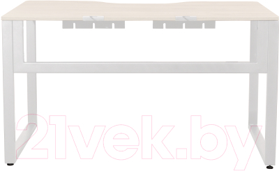 Письменный стол Millwood Каир 1 с вырезом 130x85x75 (дуб белый Craft/металл белый) - фото