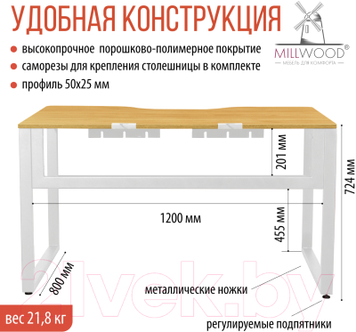 Письменный стол Millwood Каир 1 с вырезом 130x85x75