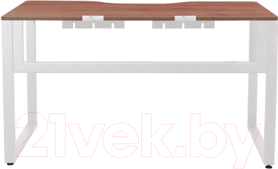 Письменный стол Millwood Каир 1 с вырезом 130x85x75 (дуб табачный Craft/металл белый) - фото