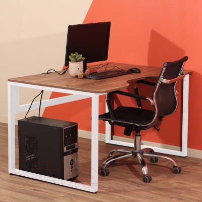 Письменный стол Millwood Каир 1 с вырезом 130x85x75 (дуб табачный Craft/металл белый)