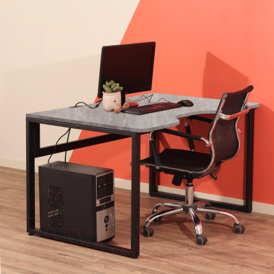 Письменный стол Millwood Каир 1 с вырезом 130x85x75 (бетон/металл черный)