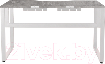 Письменный стол Millwood Каир 1 с вырезом 130x85x75 (бетон/металл белый) - фото