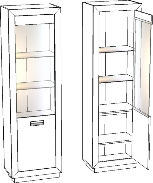 Шкаф с витриной Мебель-КМК П Эстель 0738.23-02