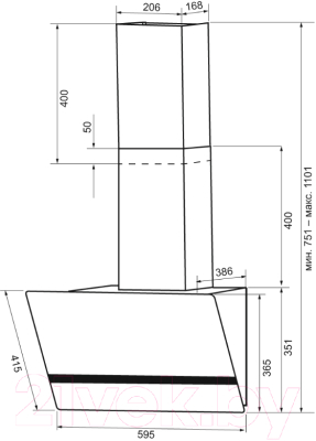 Вытяжка наклонная Krona Bruna 600 Black S / КА-00007235