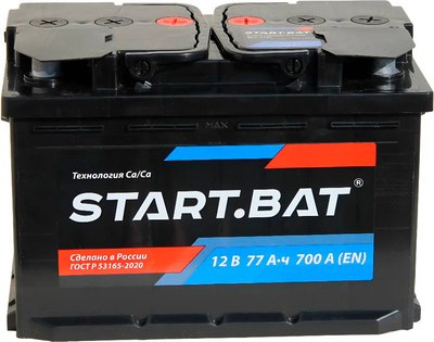 Автомобильный аккумулятор СтартБат 6СТ- 77 VL рус. прямая - фото