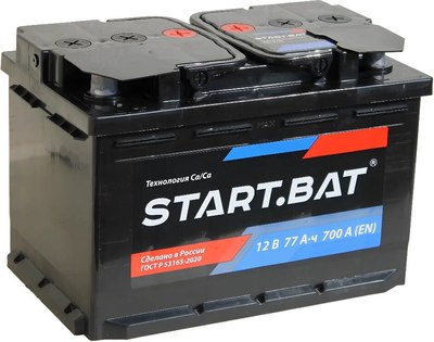 Автомобильный аккумулятор СтартБат 6СТ- 77 VL рус. прямая