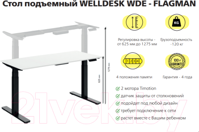 Письменный стол WellDesk WDЕ Flagman 139.5x80x1.8