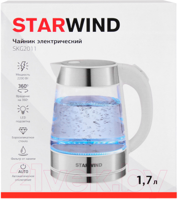 Электрочайник StarWind SKG2011 (белый/серебристый)