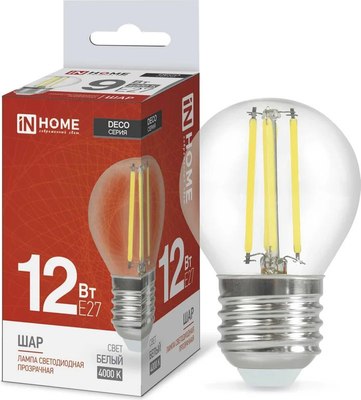 Лампа INhome LED-Шар-Deco 12Вт 230В Е27 4000К 1350Лм / 4690612053691 - фото