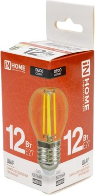 Лампа INhome LED-Шар-Deco 12Вт 230В Е27 4000К 1350Лм / 4690612053691