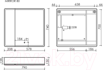 Шкаф с зеркалом для ванной Sancos Mirror MI80EG