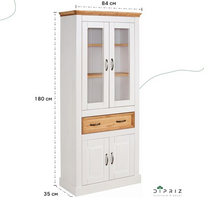 Шкаф с витриной Dipriz Landhouse Д.30004.1