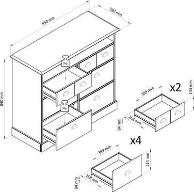 Комод Dipriz Thea Д.20049.2 (белый/бейц отто)