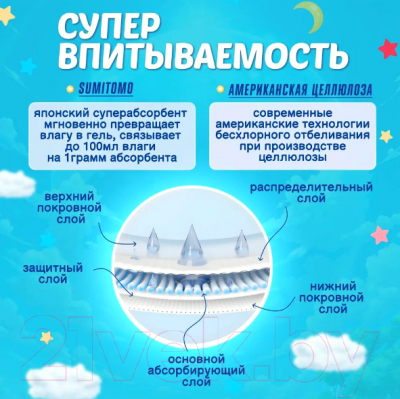 Подгузники детские Hoshi Baby Diapers L