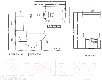 Сливной бачок Jaquar LYS-WHT-38201