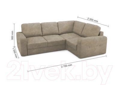 Диван угловой Mio Tesoro Aurora компл.2 правый