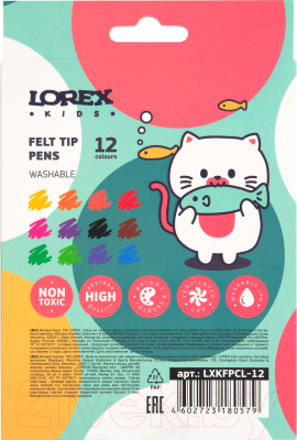 Фломастеры Lorex Kids / LXKFPCL-12