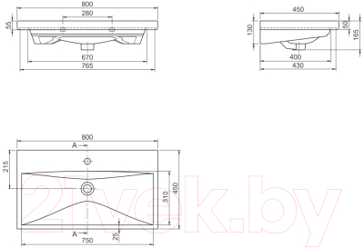 Тумба с умывальником ЗОВ Женева 80 / J80LHO0MBPMC1A-E80
