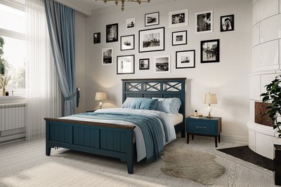 Прикроватная тумба Bravo Мебель Горция (таксус/лак сапфировый)