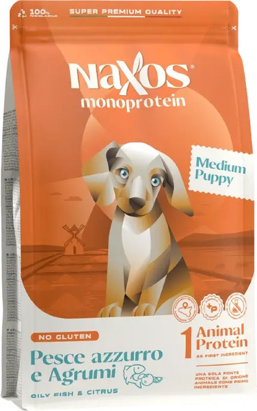 Сухой корм для собак Adragna Naxos Puppy Medium Рыба с Цитрусом - фото