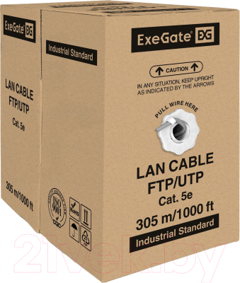 Кабель ExeGate UTP4-C5E-CCA-P24-IN-PVC-GY-305 UTP / EX205293RUS - фото