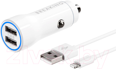 Зарядное устройство автомобильное Breaking А16 2USB + кабель USB-А-Lighning / 23200 - фото