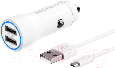 Зарядное устройство автомобильное Breaking А17 2USB + кабель USB-А-Micro USB / 23201 - фото