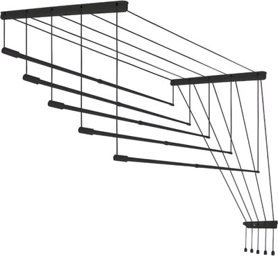 Сушилка для белья Comfort Alumin Group Потолочная 5 прутьев Black Style Telescop 170-300см - фото