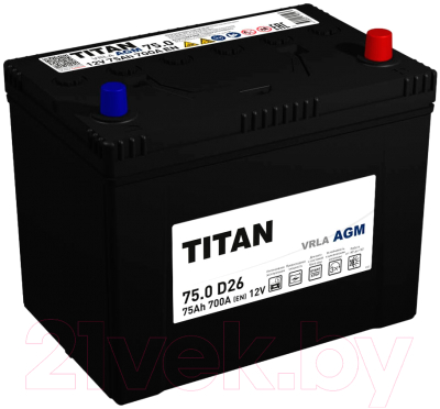Автомобильный аккумулятор TITAN AGM D26 700A R+ - фото
