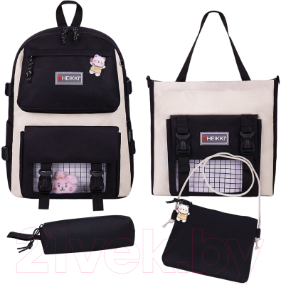 Школьный рюкзак Heikki Combo + сумка-шоппер/косметичка/пенал / 272564 - фото