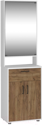 Секция в прихожую Премиум ПР-7 Модуль 1 (белый/дуб крафт табачный) - фото