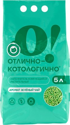 Наполнитель для туалета О!Отлично-котологично Зеленый чай комкующийся - фото