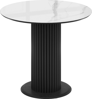 Обеденный стол ТриЯ Айрис тип 1 (черный муар/стекло глянцевое белый мрамор) - фото