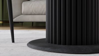 Обеденный стол ТриЯ Айрис тип 1 (черный муар/стекло глянцевое белый мрамор)