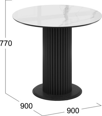 Обеденный стол ТриЯ Айрис тип 1 (черный муар/стекло глянцевое белый мрамор)