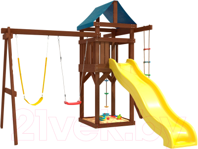 Игровой комплекс National Tree Company С гибкими качелями и лодочкой IgroWoods ДП-11 Premium (желтый) - фото