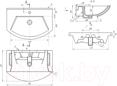 Тумба с умывальником Dreja ALFA 55 / 99.0305 + Альфа 55