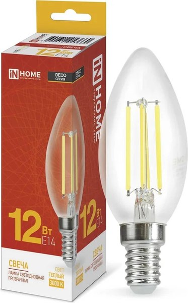 Лампа INhome LED-Свеча-Deco 12Вт 230В Е14 3000К / 4690612053660