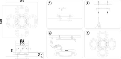 Люстра Ambrella FA8926/4+1 BK/CH (черный/хром)