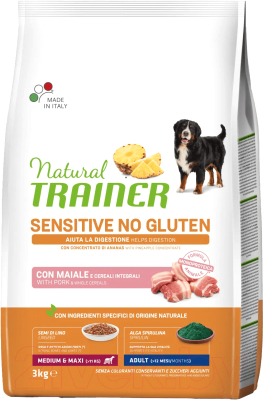 Сухой корм для собак Trainer Natural Sensitive No Gluten Medium&Maxi Adult свинина - фото