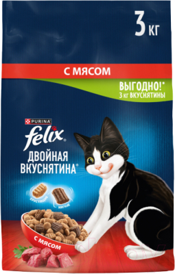 Сухой корм для кошек Felix Двойная вкуснятина с мясом - фото