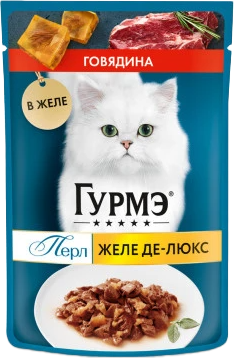 Влажный корм для кошек Felix Гурмэ Перл желе де-люкс с говядиной - фото