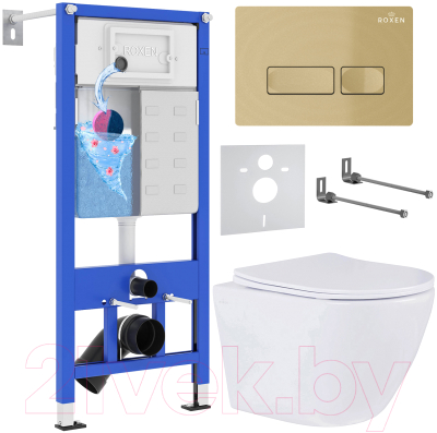 Унитаз подвесной с инсталляцией Roxen StounFix Dual Fresh 968049 - фото