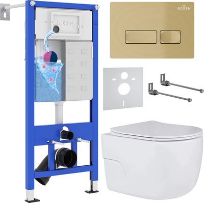 Унитаз подвесной с инсталляцией Roxen StounFix Dual Fresh 968069 - фото