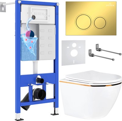 Унитаз подвесной с инсталляцией Roxen StounFix Dual Fresh 968092 - фото